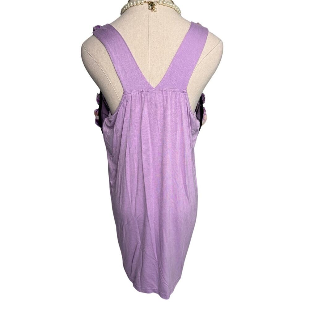 Seventh Avenue Y2K rosette flower long line tank top tunic purple size medium M - Picture 4 of 6